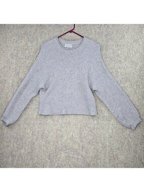 Poof Apparel Medium Gray Ribbed Knit Sweater